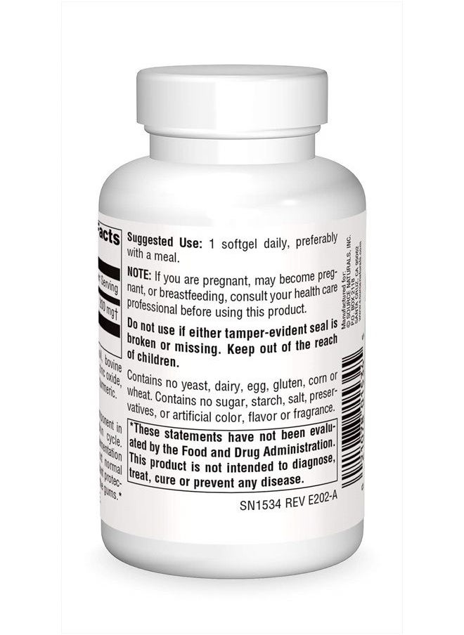 Source Natural Coenzyme Q10 Antioxidant Support 200 mg For Heart, Brain, Immunity, & Liver Support - 60 Softgels