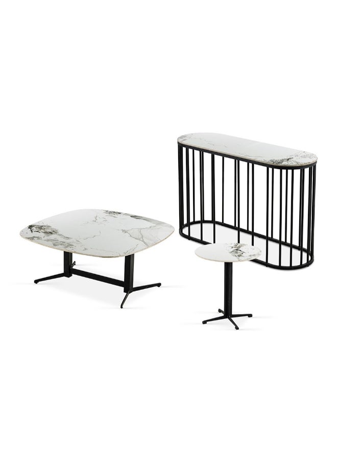 DANUBE HOME Elmont Center table Ceramic Multifunctional Living Room Table Space Saving Center Table Modern Design Furniture For Home L100xW100xH44cm-White/Black - Image 5