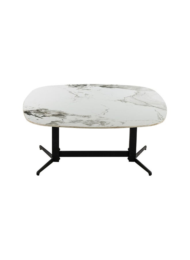 DANUBE HOME Elmont Center table Ceramic Multifunctional Living Room Table Space Saving Center Table Modern Design Furniture For Home L100xW100xH44cm-White/Black - Image 3