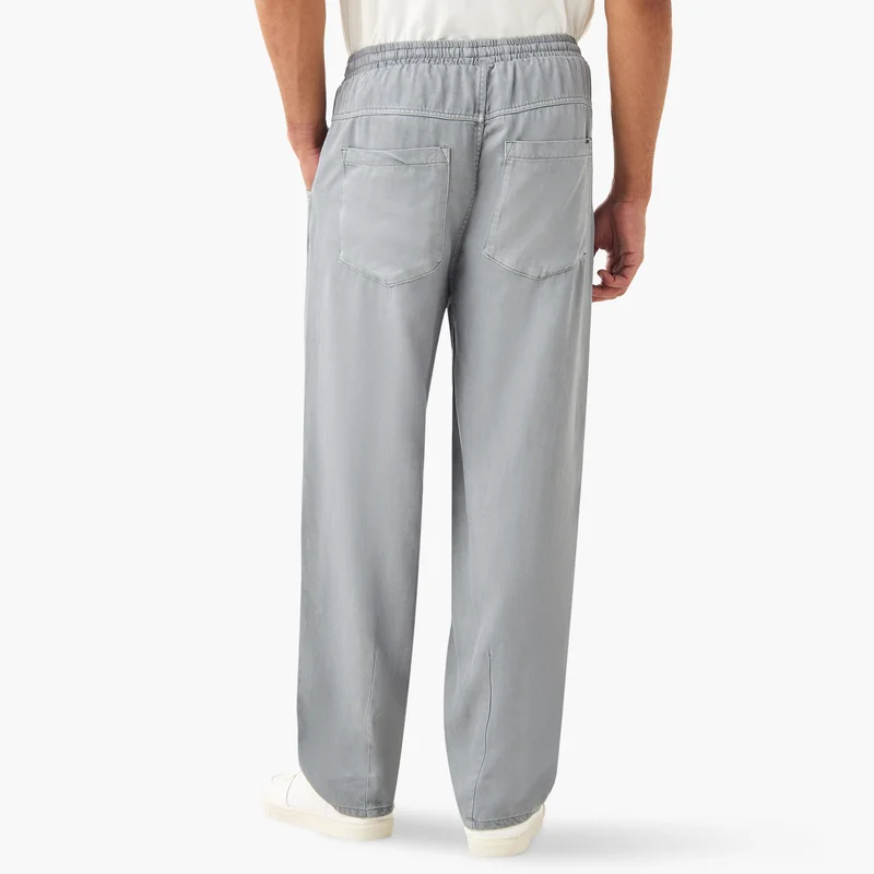 ايكونيك Lee Cooper Relaxed Fit Pants with Drawstring Closure and Pockets