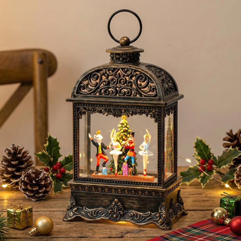 Kirschblüte Christmas Snow Globe Lantern with Nutcracker Battles The Mouse King，Lighted Swirling Glittering Snow Globes with Music & Timer, Christmas Decorations for Home Tabletop Indoor - Image 2