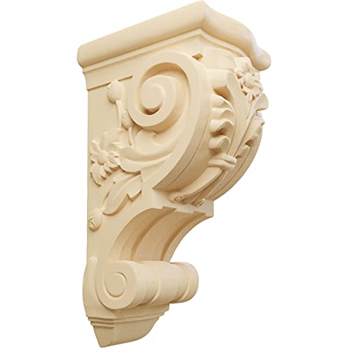 Ekena Millwork COR06X07X14FLMA Large Floral Wood Corbels, 6 1/4"W x 7 5/8"D x 14 1/8"H, Maple - Image 1