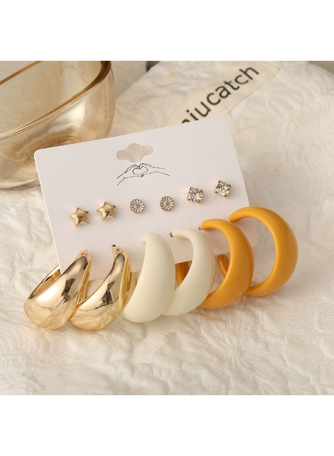 Goolsky Women’s Acrylic C-Hoop Earrings Set – Stylish Lightweight Resin Hoops, Colorful Chunky Design for Daily Fashion - Image 2