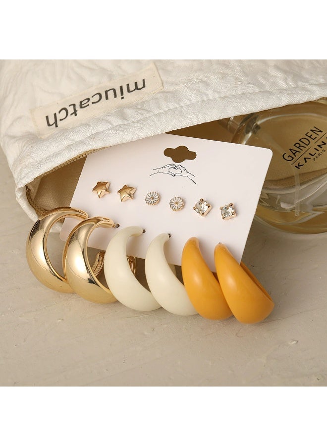 Goolsky Women’s Acrylic C-Hoop Earrings Set – Stylish Lightweight Resin Hoops, Colorful Chunky Design for Daily Fashion - Image 4