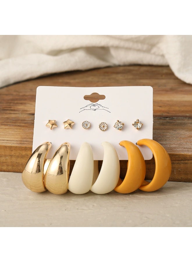 Goolsky Women’s Acrylic C-Hoop Earrings Set – Stylish Lightweight Resin Hoops, Colorful Chunky Design for Daily Fashion - Image 3