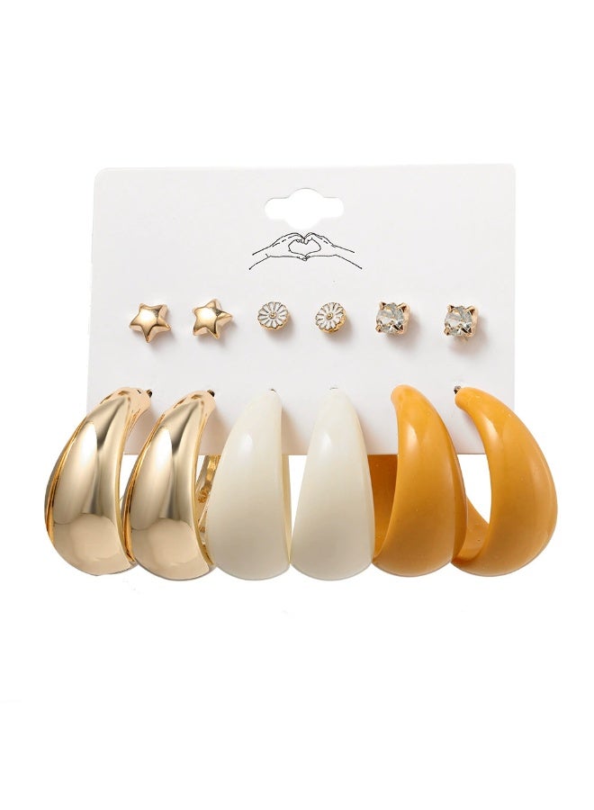 Goolsky Women’s Acrylic C-Hoop Earrings Set – Stylish Lightweight Resin Hoops, Colorful Chunky Design for Daily Fashion - Image 5