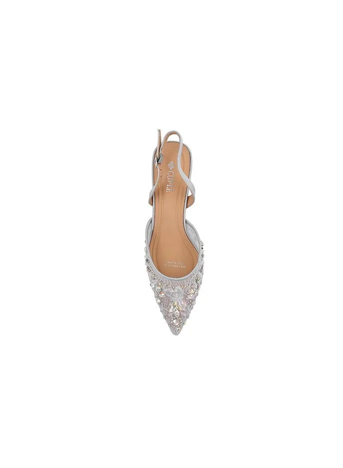 Cuple Silver Cuple Embellished Slingback Pumps for Women | Best Price UAE