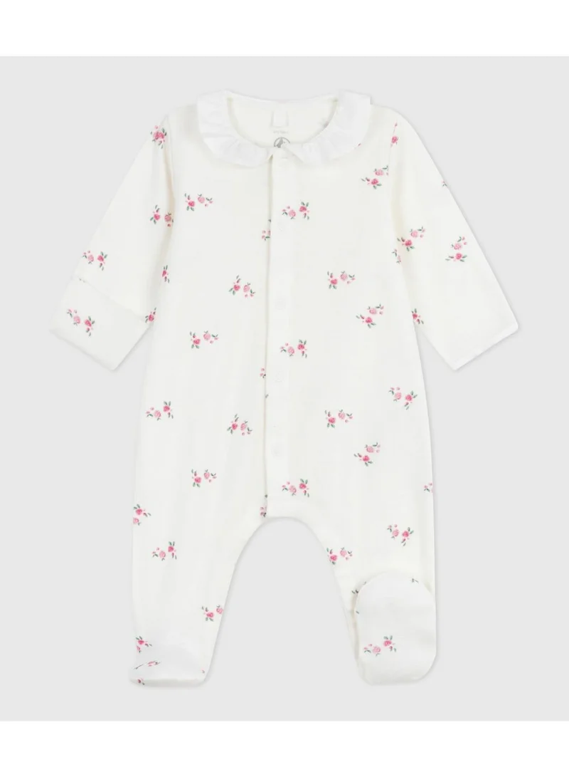 Petit Bateau Babies' floral cotton pyjama suit with a collar