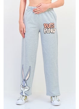 Looney Tunes Women Looney Tunes Print Drawstring Jogger Pants, Grey  - Image 1