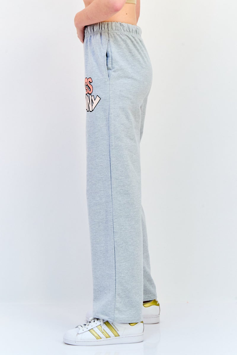 Looney Tunes Women Looney Tunes Print Drawstring Jogger Pants, Grey - Image 2