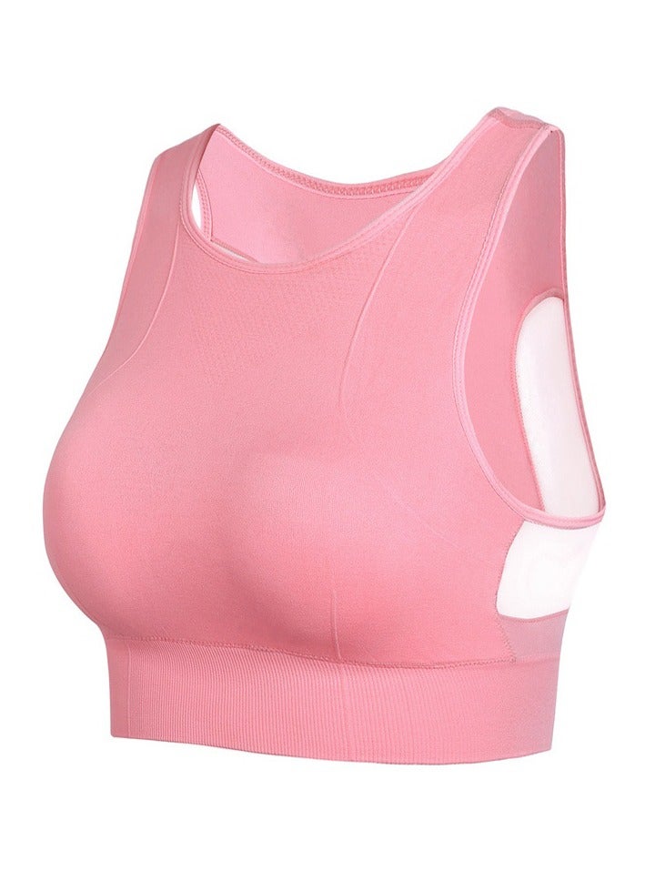 AROAQ Full Coverage Longline Sports Bra, Shockproof Fitness Yoga Running Sports Bra,  Seamless Quick-drying Medium Impact Push Up Tank Top For Yoga Gym Workout, (Size L, Pink)  - Image 1
