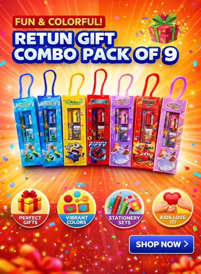 Diamond Craft 9 pcs Stationery Set for Return Gifts Birthday Party Navratre kanya pujan gift/birthday return gift/best gifts for kanjak puja - Best Birthday Return Gifts for Kids - Image 2