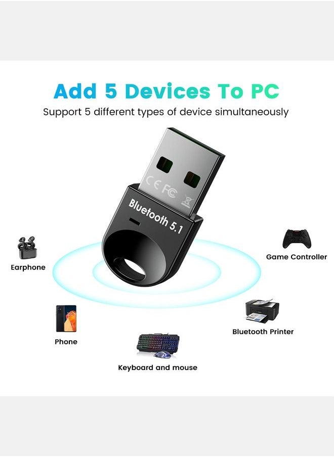 ULHYC - 5.1 USB Bluetooth Adapter for PC 5.0 Bluetooth Dongle 5 0 Module Key Receptor BT Transmitter Aptx Receiver Audio for Computer - Image 1