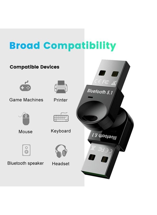 ULHYC - 5.1 USB Bluetooth Adapter for PC 5.0 Bluetooth Dongle 5 0 Module Key Receptor BT Transmitter Aptx Receiver Audio for Computer - Image 1