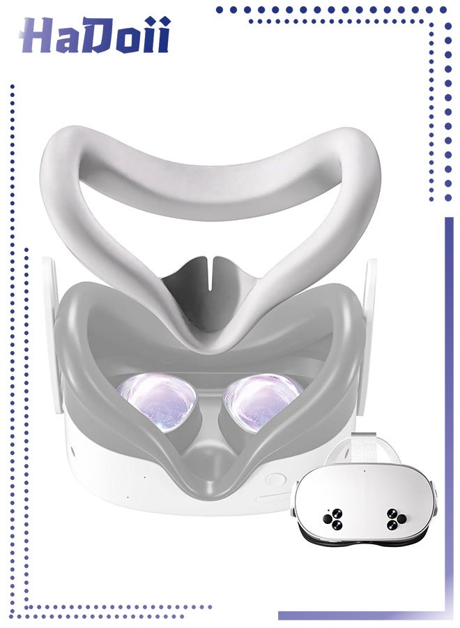 حَدُوي غطاء وسادة وجه من السيليكون للواقع الافتراضي لسماعة الرأس الأصلية Meta Quest 3s، قناع وسادة وجه الواقع الافتراضي لملحقات سماعة الرأس Oculus Quest 3s (أبيض) - Image 1