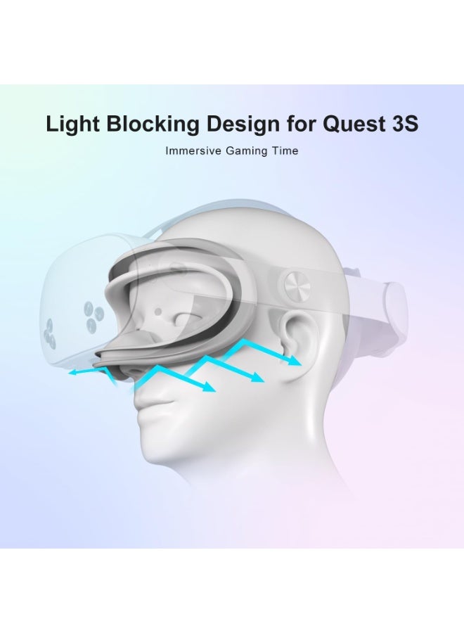 حَدُوي غطاء وسادة وجه من السيليكون للواقع الافتراضي لسماعة الرأس الأصلية Meta Quest 3s، قناع وسادة وجه الواقع الافتراضي لملحقات سماعة الرأس Oculus Quest 3s (أبيض) - Image 2