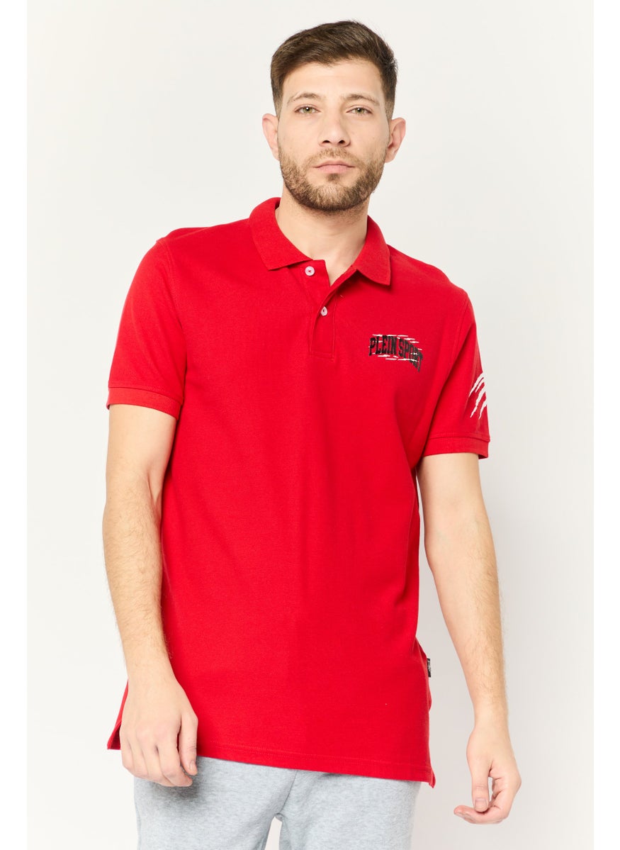 Plein Sport - Men Sportswear Fit Short Sleeve Outdoor Polo, Red - Image 1