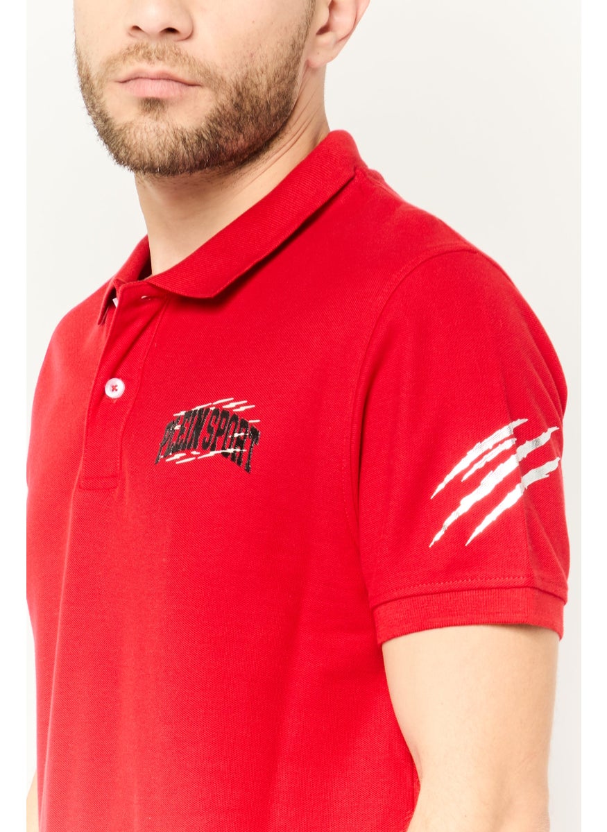 Plein Sport - Men Sportswear Fit Short Sleeve Outdoor Polo, Red - Image 1