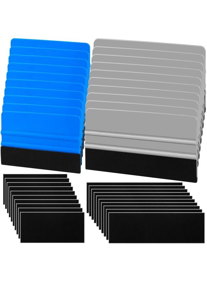 Arayker 20 Pack Vinyl Wrap Squeegee 4 Inch / 6 Inch Felt Edge Squeegee Window Film Tint Squeegee Decal Applicator Scraper Tool Wallpaper Smoothing Tool with 20 PCS Black Fabric Felt - Image 1