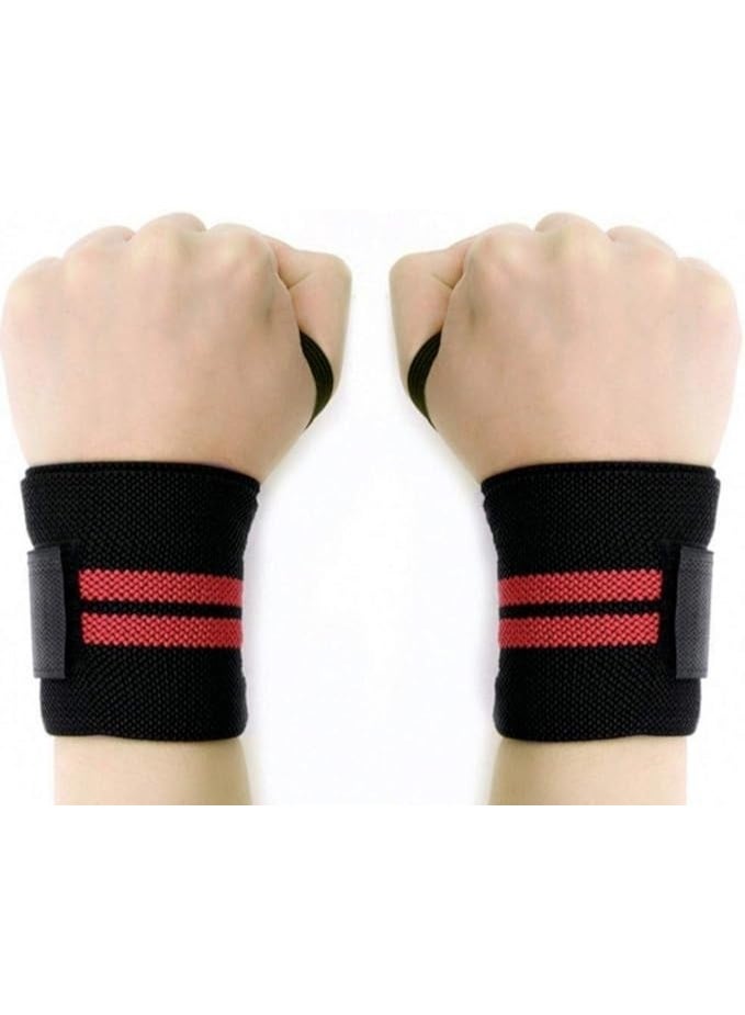 دعامة معصم رياضية لتقوية وتثبيت المعصم أثناء التمارين – زوج (أسود بخطين برتقالي ) - Image 1