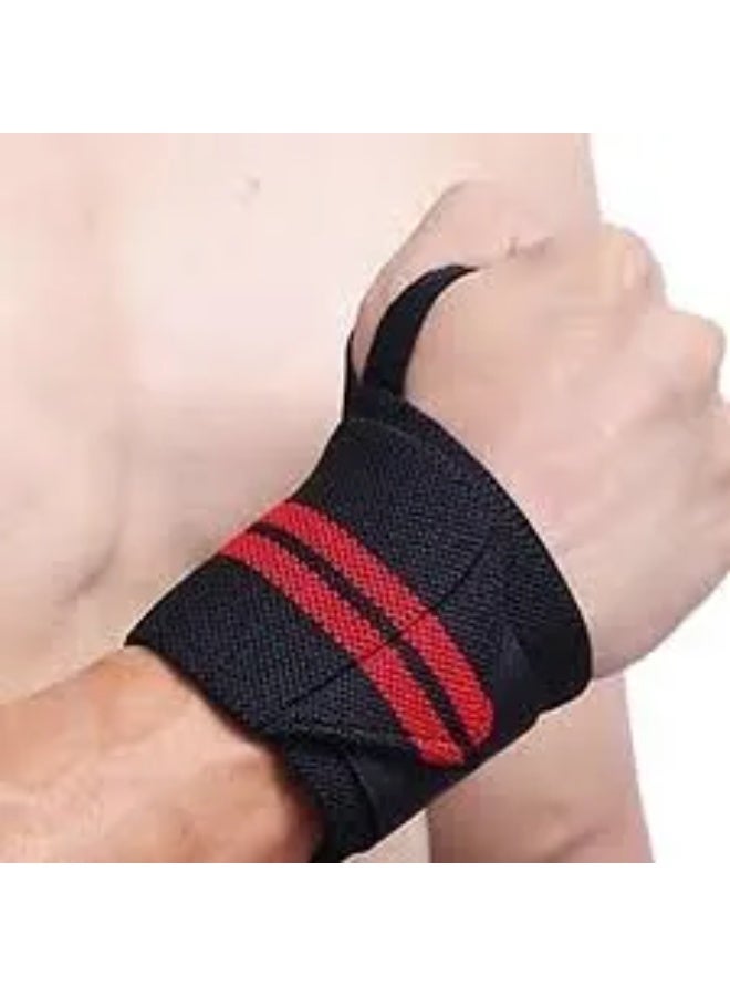 دعامة معصم رياضية لتقوية وتثبيت المعصم أثناء التمارين – زوج (أسود بخطين برتقالي ) - Image 2