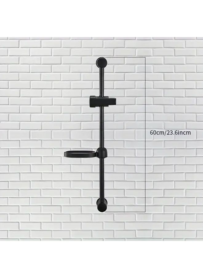 Black Minimalist Shower Rod Adjustable Wall Mounted Holder With Flexible Height - Image 3