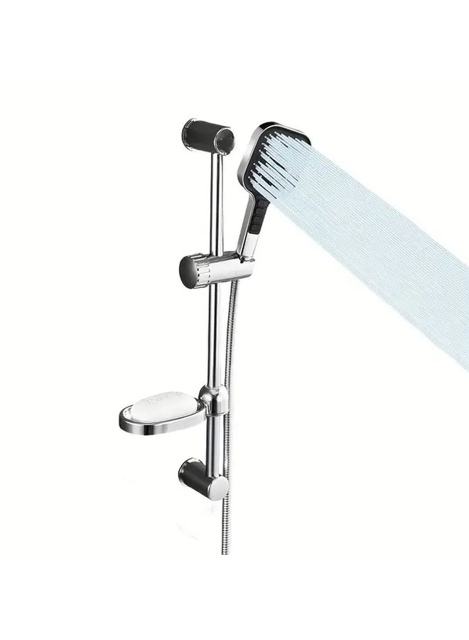 Black Minimalist Shower Rod Adjustable Wall Mounted Holder With Flexible Height - Image 1