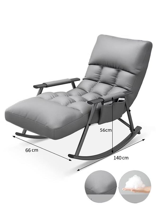 MLADEN - Nursery Rocking Chair Lounge Chair, Modern Adjustable Lounger Sofa,Can Lie or Sleep Lazy Chair,Single Rocker Chair,for Apartment/Living Room/Bedroom/Balcony(Grey) - Image 1
