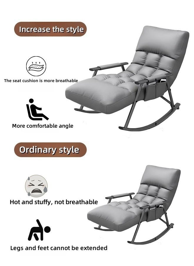 MLADEN - Nursery Rocking Chair Lounge Chair, Modern Adjustable Lounger Sofa,Can Lie or Sleep Lazy Chair,Single Rocker Chair,for Apartment/Living Room/Bedroom/Balcony(Grey) - Image 1
