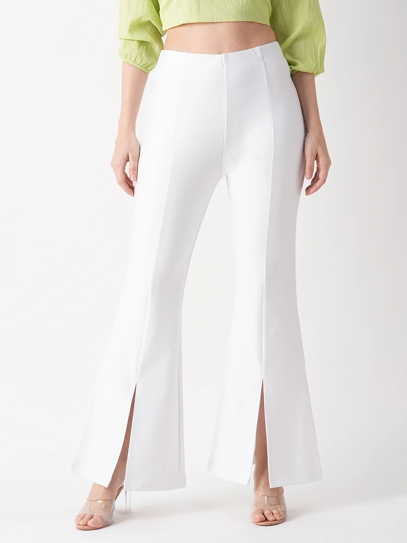 Globus Women Stretchable Front Slit Flared Treggings