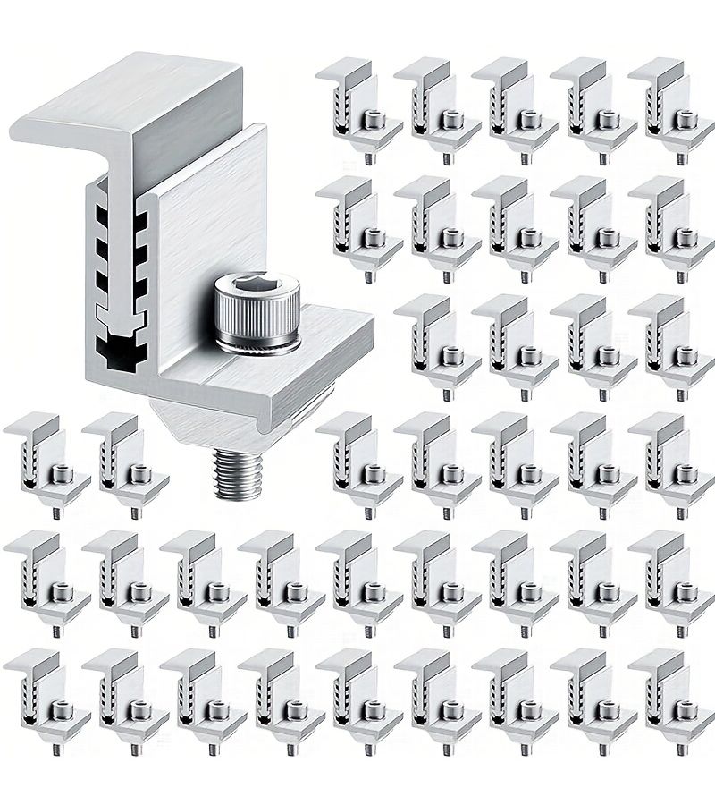 6 Pieces Solar Panel End Clamps With Z Bracket Middle Clamps Adjustable Panel Grounding Slot Kits Wrenches And Hardware Fasteners For Pv Installation Systems - Image 4