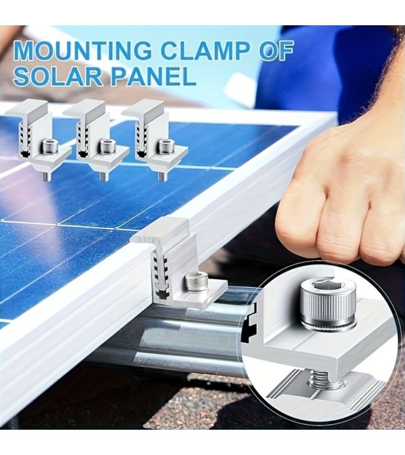 6 Pieces Solar Panel End Clamps With Z Bracket Middle Clamps Adjustable Panel Grounding Slot Kits Wrenches And Hardware Fasteners For Pv Installation Systems - Image 5