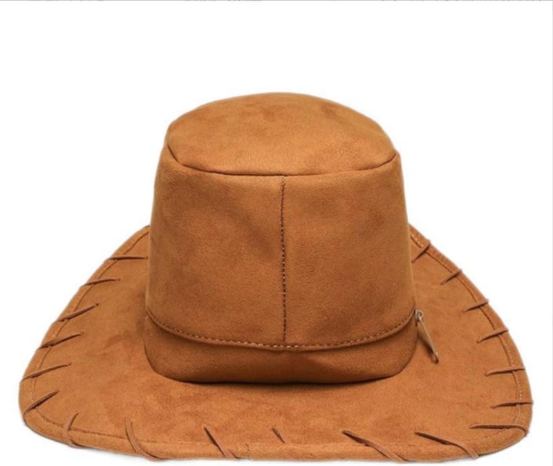 Glitters Kids Baseball Hat Backpack, Brown Suede with Cow Print Straps - Image 2