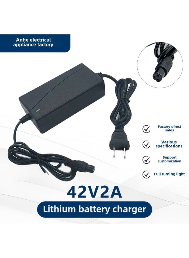 42V2A Lithium Battery Charger 9MM Three-hole Plug 36V Electric Two-wheel Balance Car Charger American Gauge European Gauge-Color:42V2A-Specifications:[european Regulations] Double-line Aviation Three-core 9mm - Image 1