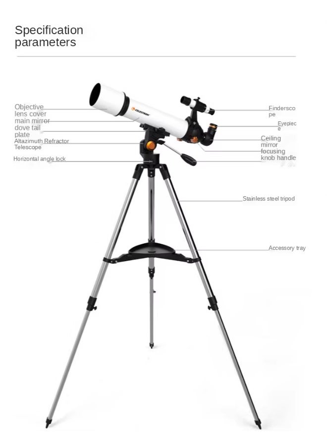 Celestron Astronomical Telescope High-Power high-definition Professional landscape dual-purpose telescope, 705az 70mm Aperture 500mm, Celestron -S881601  - Image 4