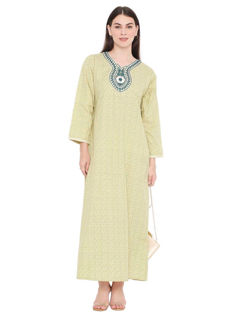 هانا آند سارا جلابية فيسكوز مطرزة بتطريز خيوط بطبعة بسيطة - Image 1