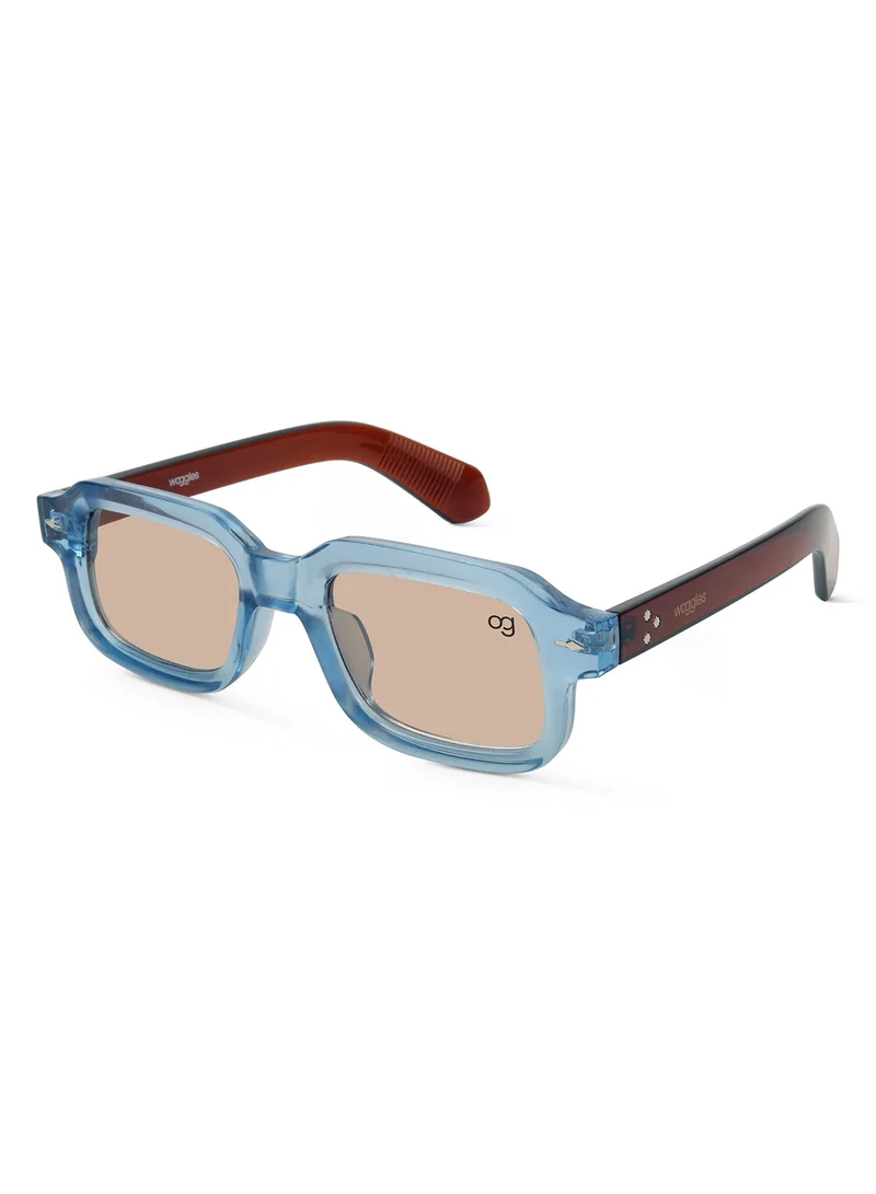 Woggles Designer Blue Square Sunglasses| Men &amp; Women| 100% Uv Protection