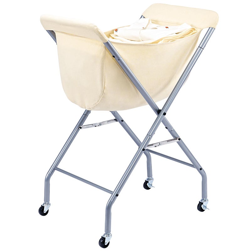 ELYKEN Laundry Cart with Wheels, 32â€H Easy Rolling Laundry Hamper with Removable Liner Bag, Sturdy Metal Frame Clothes Basket with 4 Casters and 2 Brakes - Image 1