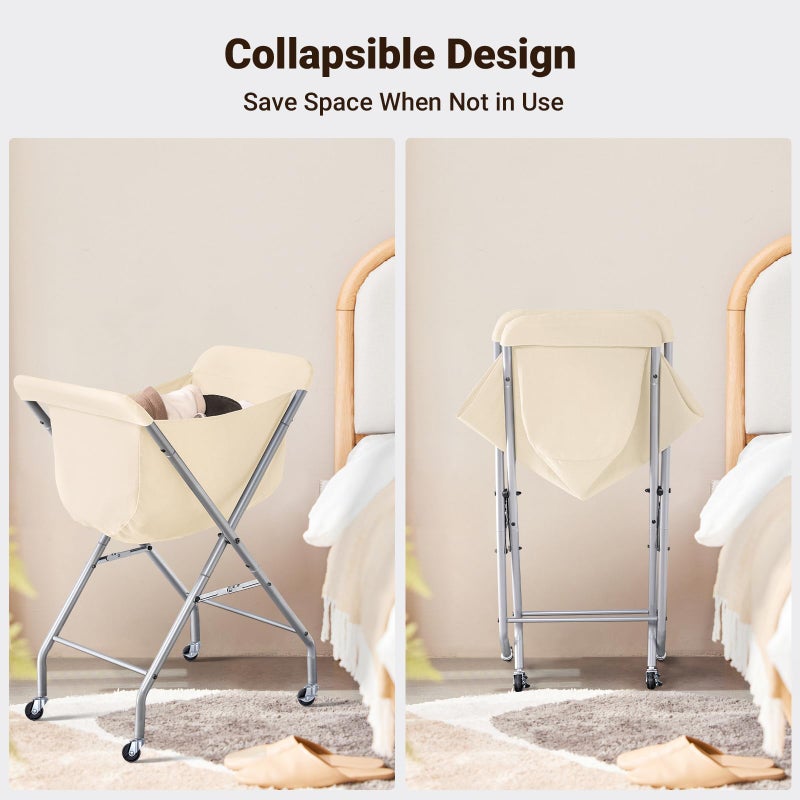 ELYKEN Laundry Cart with Wheels, 32â€H Easy Rolling Laundry Hamper with Removable Liner Bag, Sturdy Metal Frame Clothes Basket with 4 Casters and 2 Brakes - Image 5