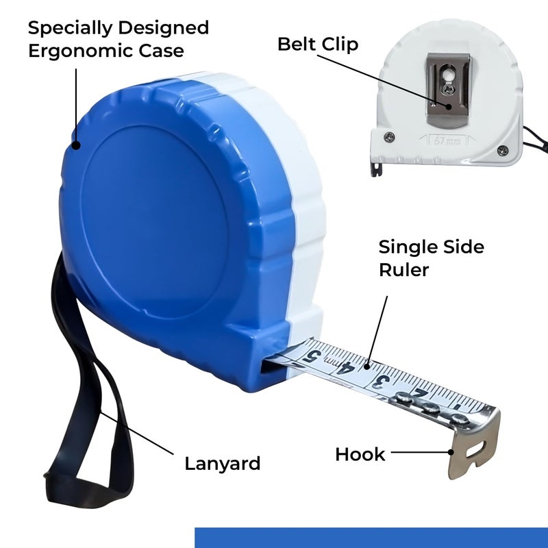 Kuber Industries Kuber Industries Measuring Tape Professional Surveying Tape Strip Measuring Tape Strip Outdoor Scale Measurement Tool Durable Surveying Tape Metric Tape 5 Meter Blue - Image 4