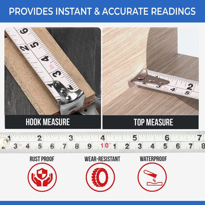 Kuber Industries Kuber Industries Measuring Tape Professional Surveying Tape Strip Measuring Tape Strip Outdoor Scale Measurement Tool Durable Surveying Tape Metric Tape 5 Meter Blue - Image 5