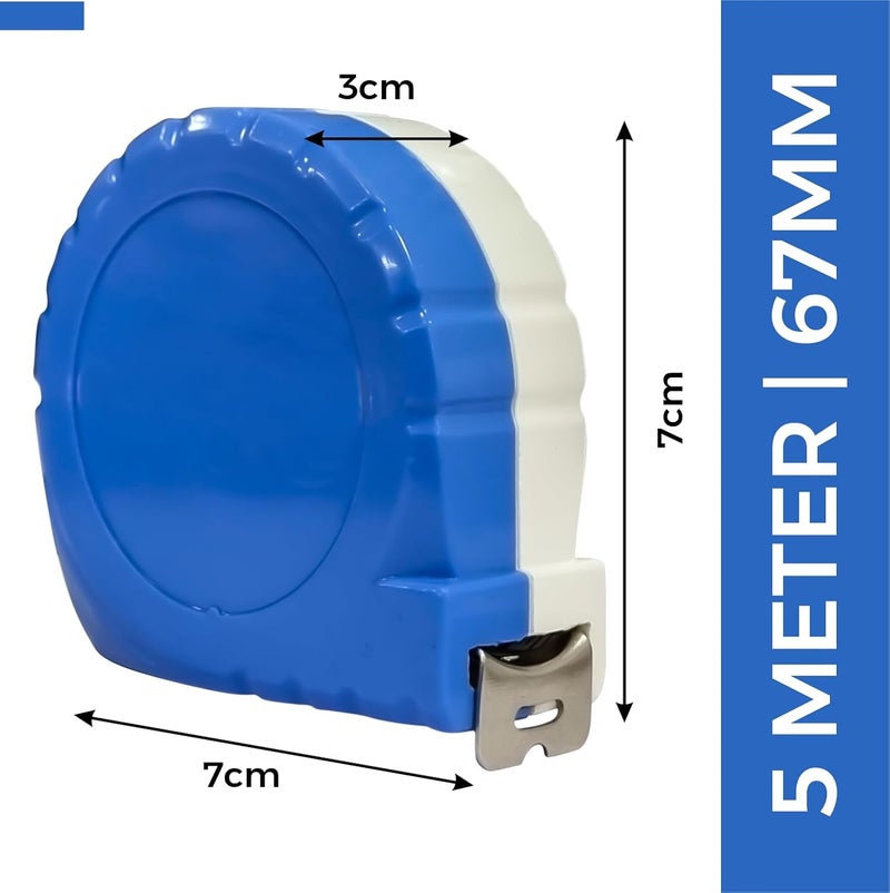 Kuber Industries Kuber Industries Measuring Tape Professional Surveying Tape Strip Measuring Tape Strip Outdoor Scale Measurement Tool Durable Surveying Tape Metric Tape 5 Meter Blue - Image 3