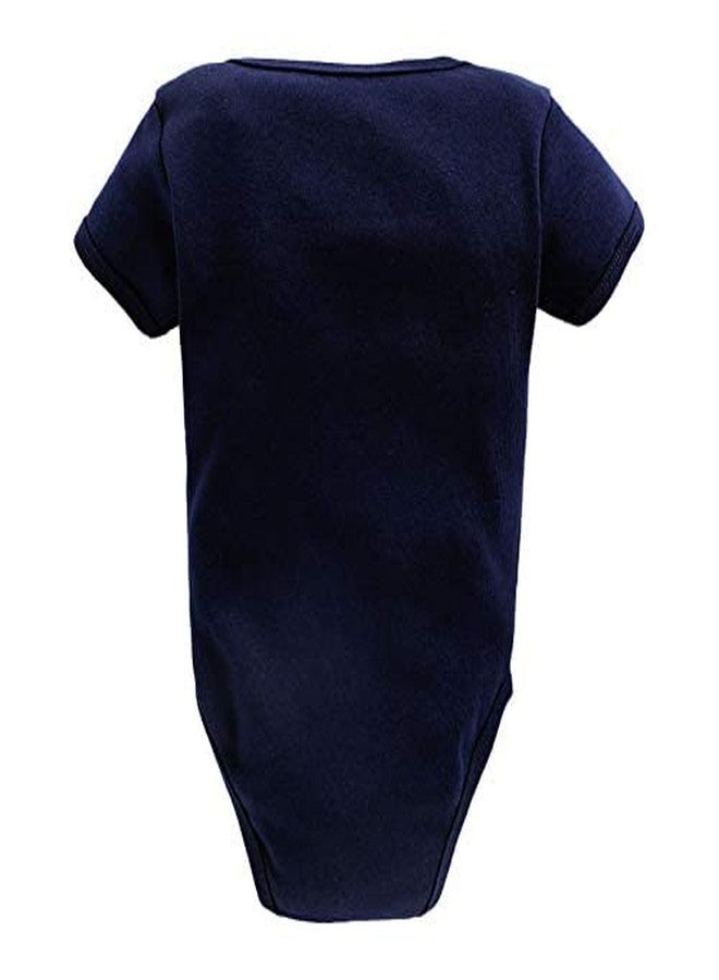 TiniBerry Cotton Baby Bodysuit Short Sleeve Half Romper Pack of 3 Soft & Comfortable for Kids (3-6 Months, Nevy Blue) - Image 3