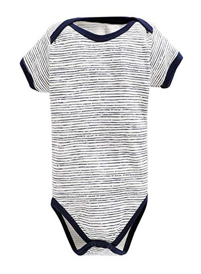 TiniBerry Cotton Baby Bodysuit Short Sleeve Half Romper Pack of 3 Soft & Comfortable for Kids (3-6 Months, Nevy Blue) - Image 4