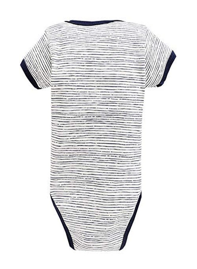 TiniBerry Cotton Baby Bodysuit Short Sleeve Half Romper Pack of 3 Soft & Comfortable for Kids (3-6 Months, Nevy Blue) - Image 5