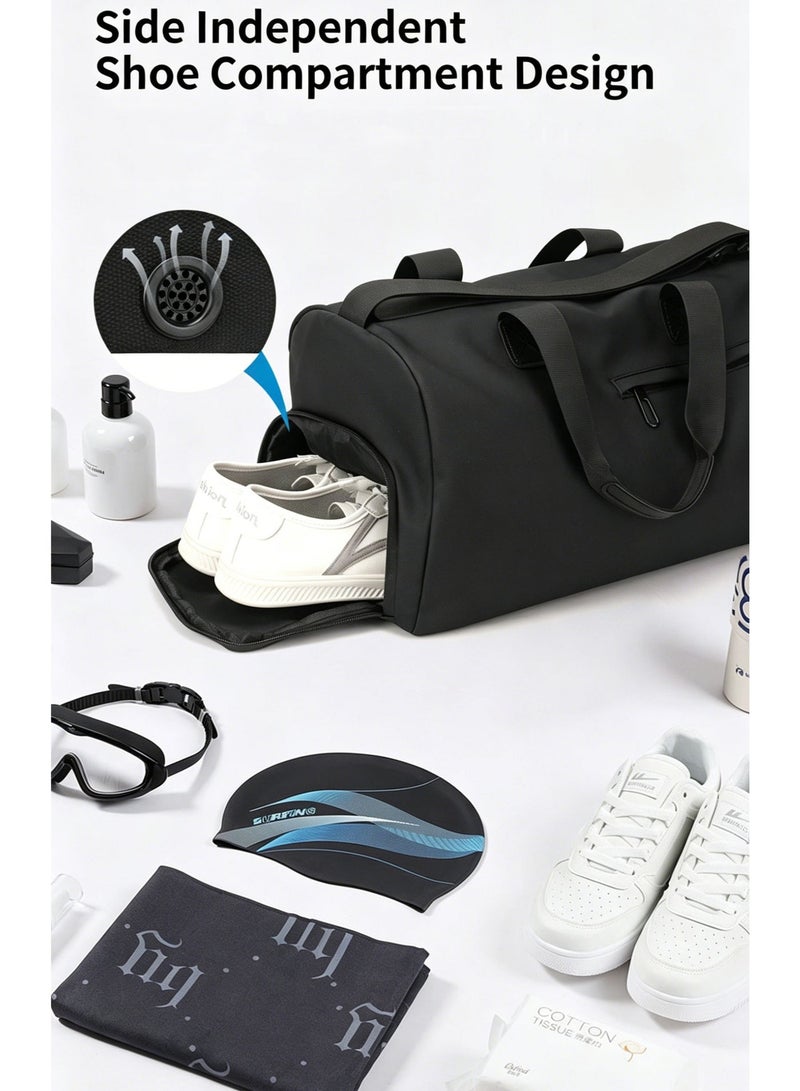 Travel Duffle Bag, Water-Proof Sports Gym Bag with Wet‑Dry Separation Pocket & Independent Shoe Compartment, Overnight Weekender Carry‑On Bag for Men Women - Image 4
