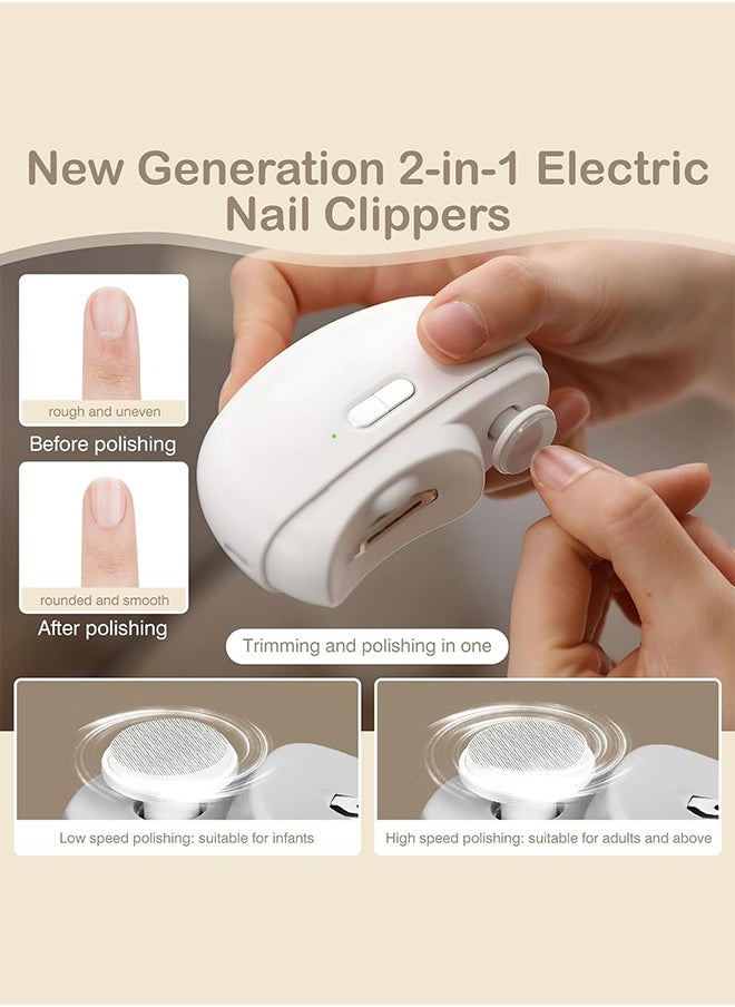 Super ZYouth - 2-In-1 Electric Fingernail Polishing And Automatic Nail Clippers With 2 Speeds And Light, Nail Scraps Storage, USB Rechargeable - Image 1