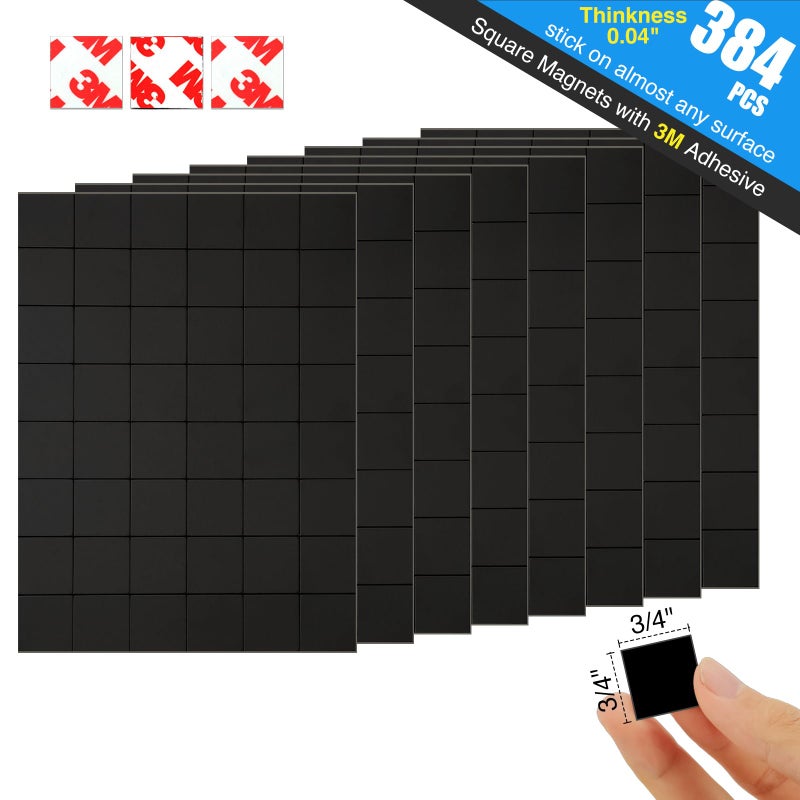 CHUNNIAO Magnetic Squares Pieces With Adhesive Backing(Each 3/4"" X 3/4"") Self Sticky Magnets For Classroom Activities Peel And Stick For Cards/Picture/Poster (40Mil Magnet 384Pcs) - Image 2
