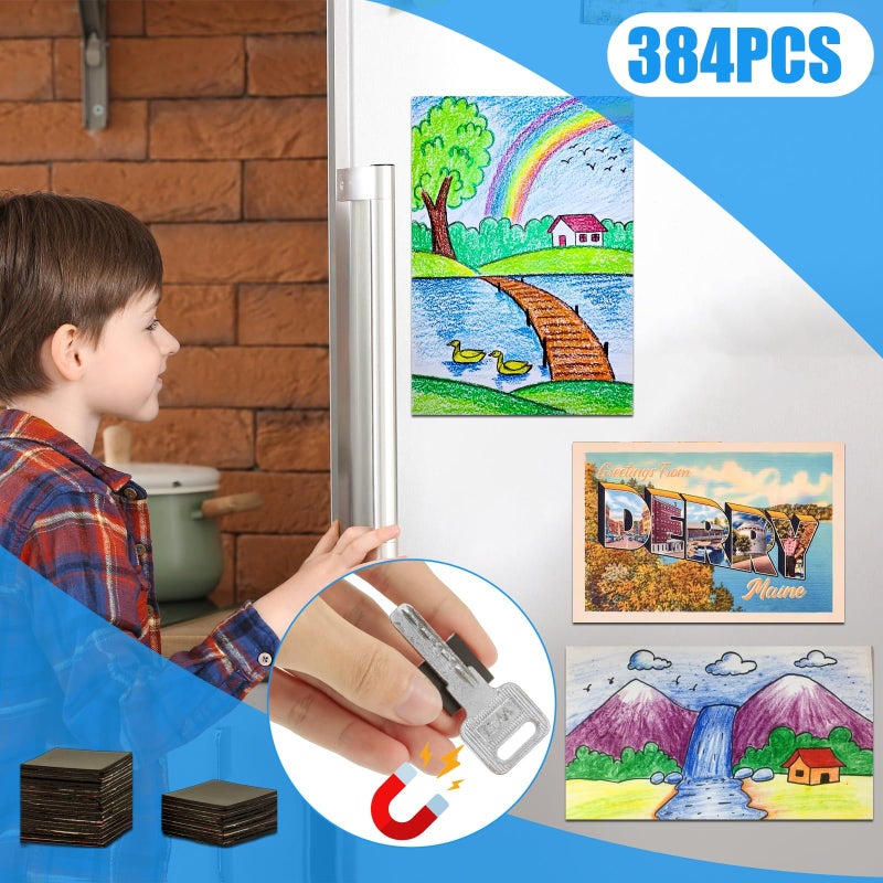 CHUNNIAO Magnetic Squares Pieces With Adhesive Backing(Each 3/4"" X 3/4"") Self Sticky Magnets For Classroom Activities Peel And Stick For Cards/Picture/Poster (40Mil Magnet 384Pcs) - Image 5