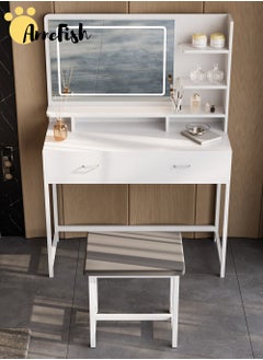 AnneFish 100*40*135㎝ Bedroom Dresser Stool Set With LED Light Mirror And Drawers For Make Up Vanity Table 3 Levels Light Intensity With USB Cable  - Image 3